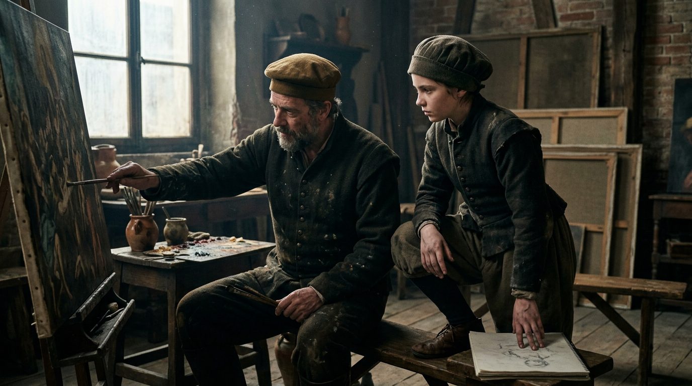 Marietta Robusti Dressed as a Boy to Study Art With Her Father Tintoretto - Historical illustration