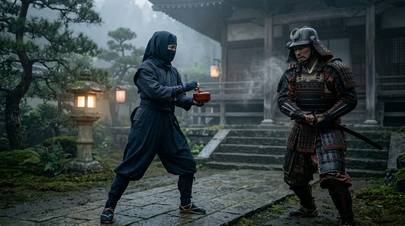 Metsubushi: The Blinding Powder That Won Battles Before They Started - Historical illustration