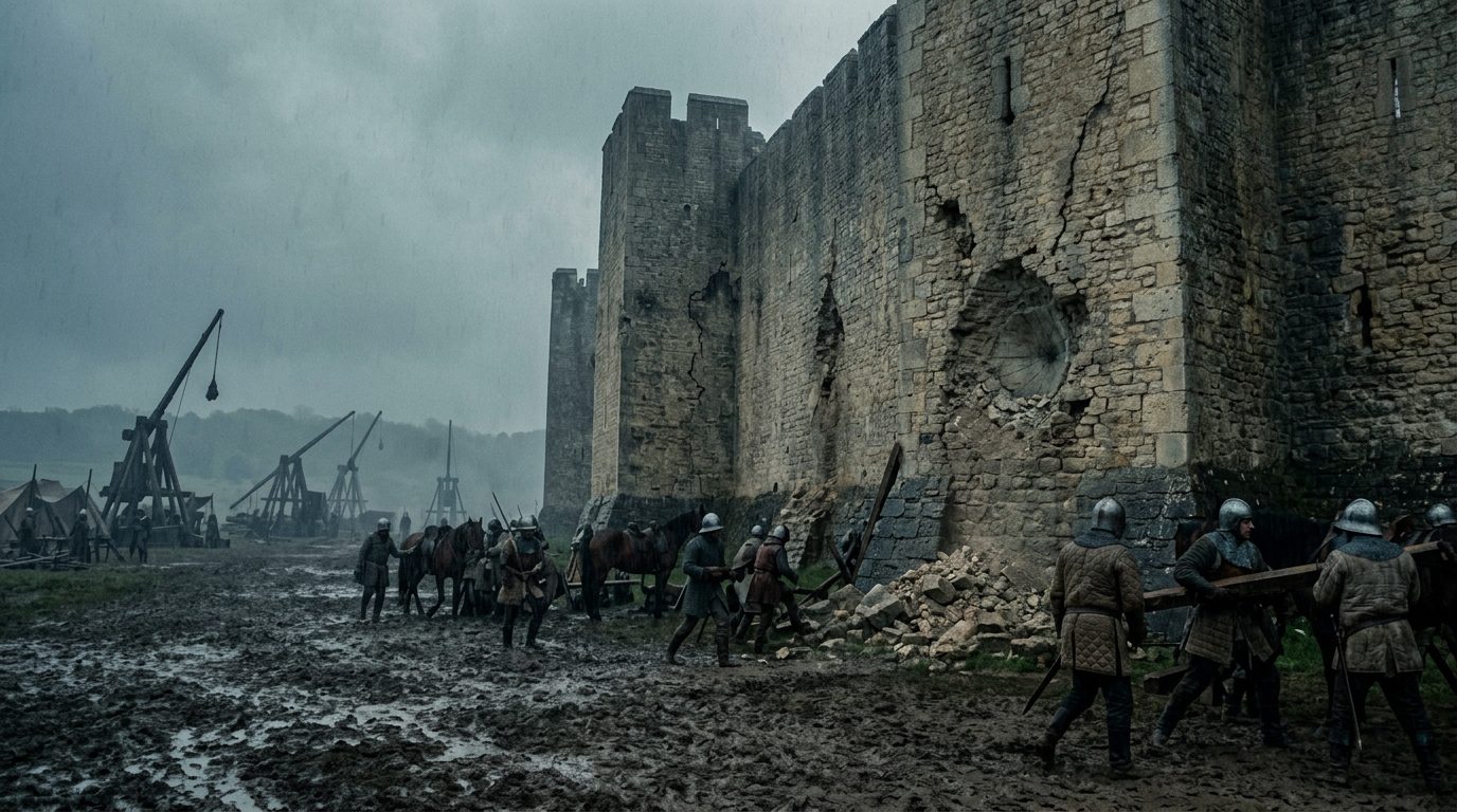 Walls Twenty Feet Thick Absorbed Trebuchet Bombardment - Historical illustration