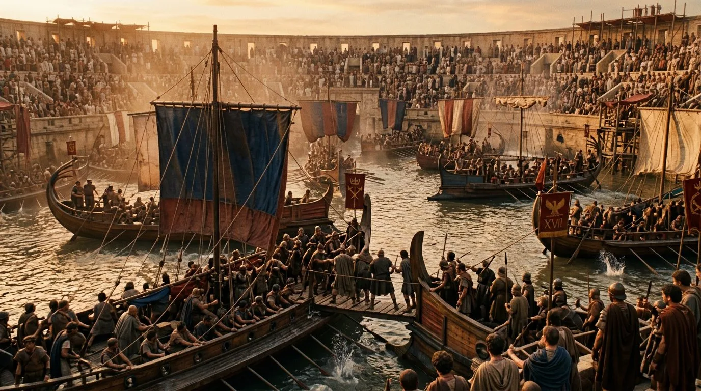 Massive Naval Battles Flooded Arenas With Thousands of Fighters - Historical illustration