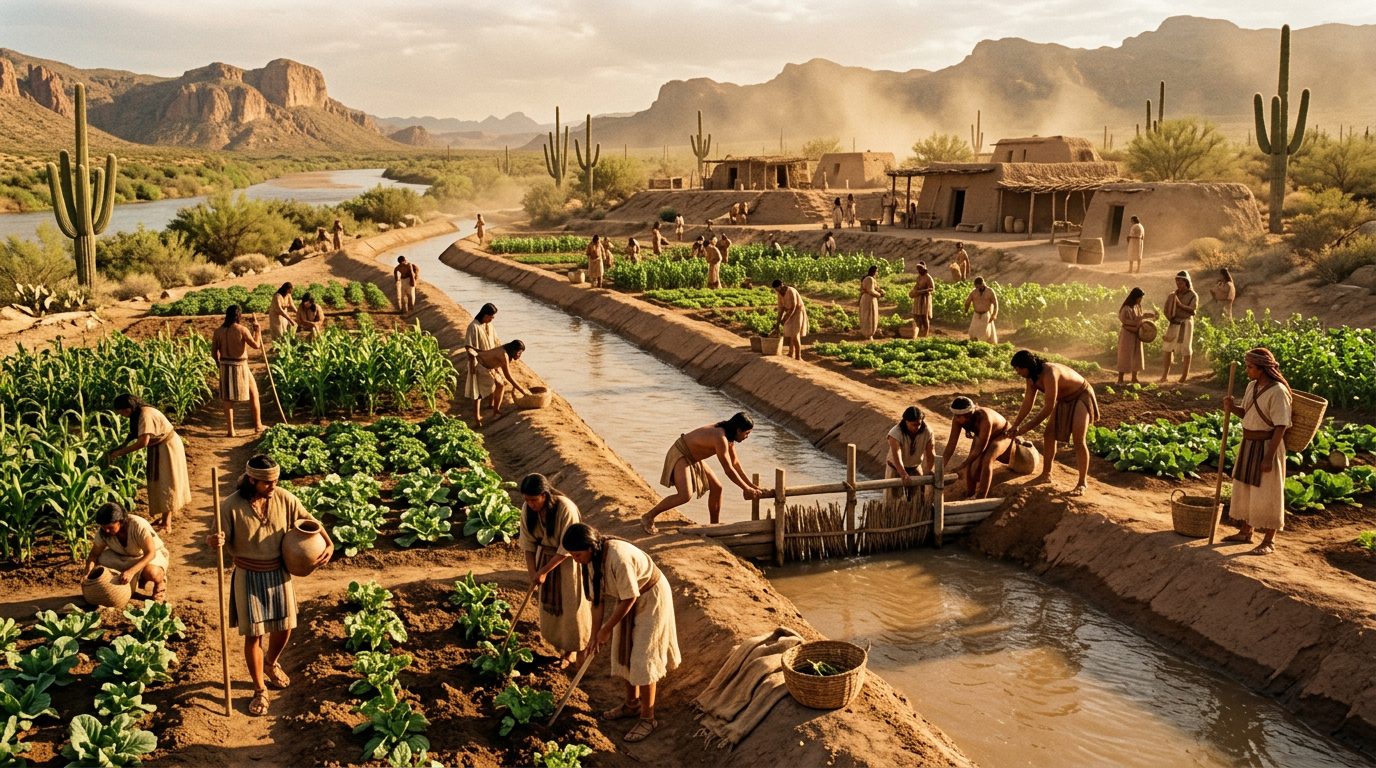 Hohokam Canals: North America’s Desert Hydraulic Engineers - Historical illustration