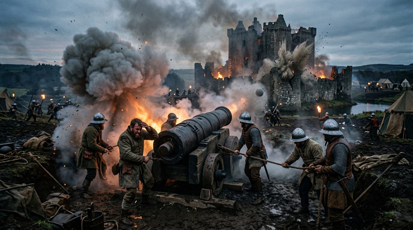 The Bombard: Gunpowder’s Castle-Breaking Debut - Historical illustration