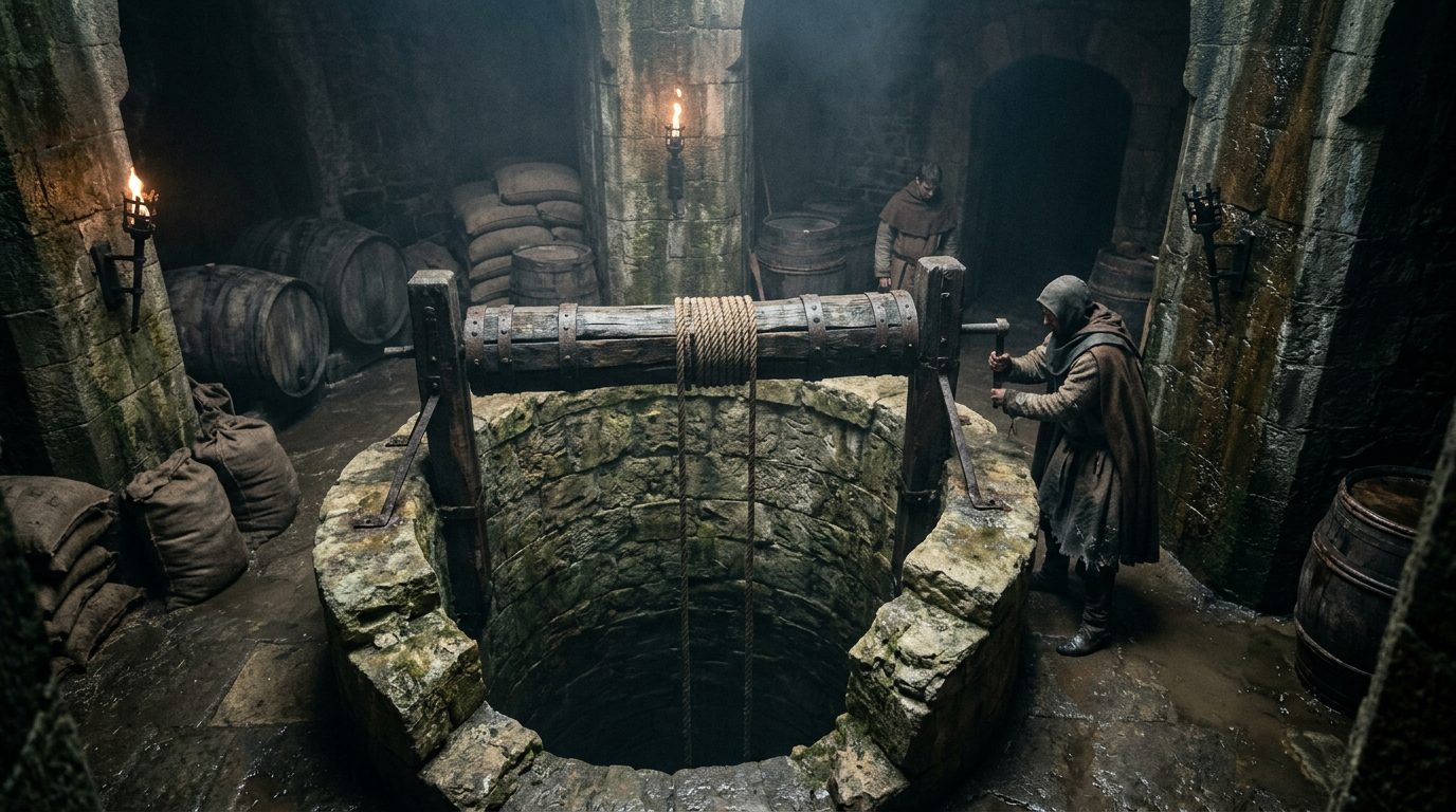 Deep Wells and Grain Stores Outlasted Attacking Armies - Historical illustration