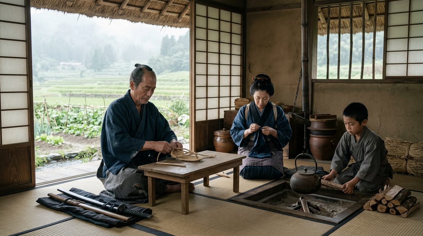 Frugality Codes - Samurai Who Lived Poorer Than Peasants - Historical illustration