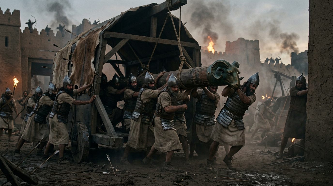 2. Battering Ram: The Bronze Age Weapon That Never Became Obsolete - Historical illustration