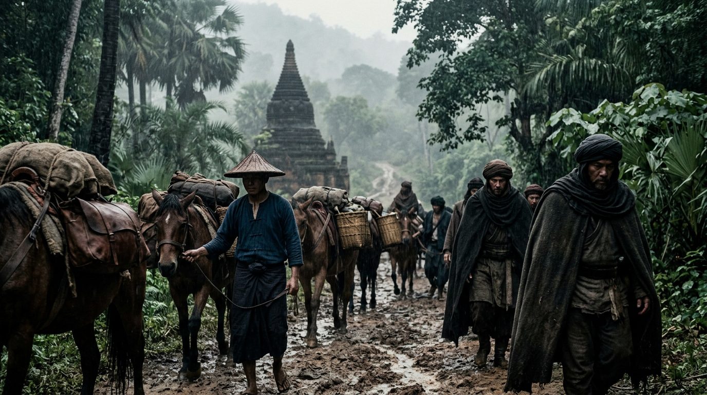 10. Burmese Overland Routes Connected Spice Islands to the Silk Road - Historical illustration