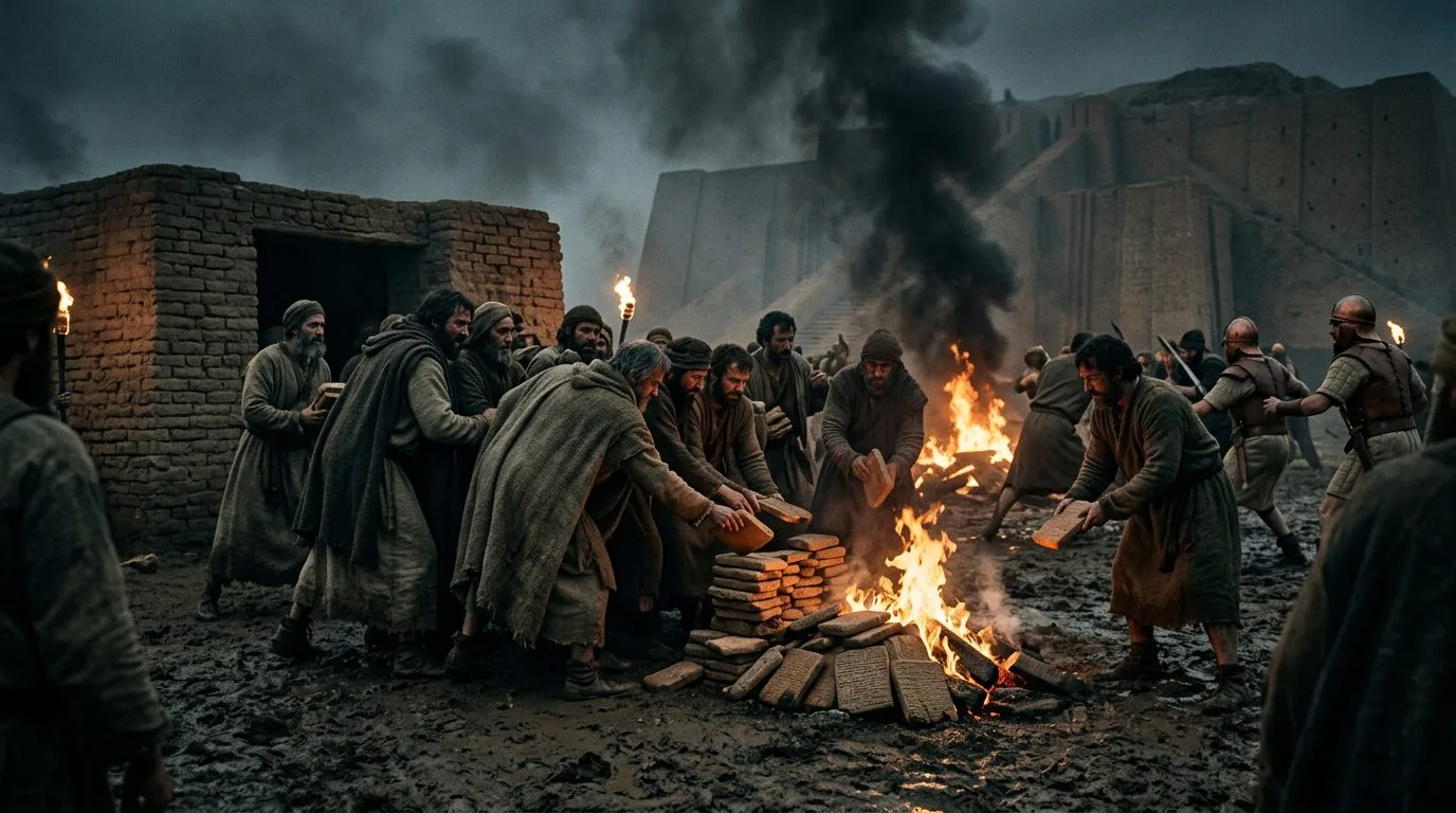 2. Sumerian Debt Slaves Burned the Contract Archives - Historical illustration