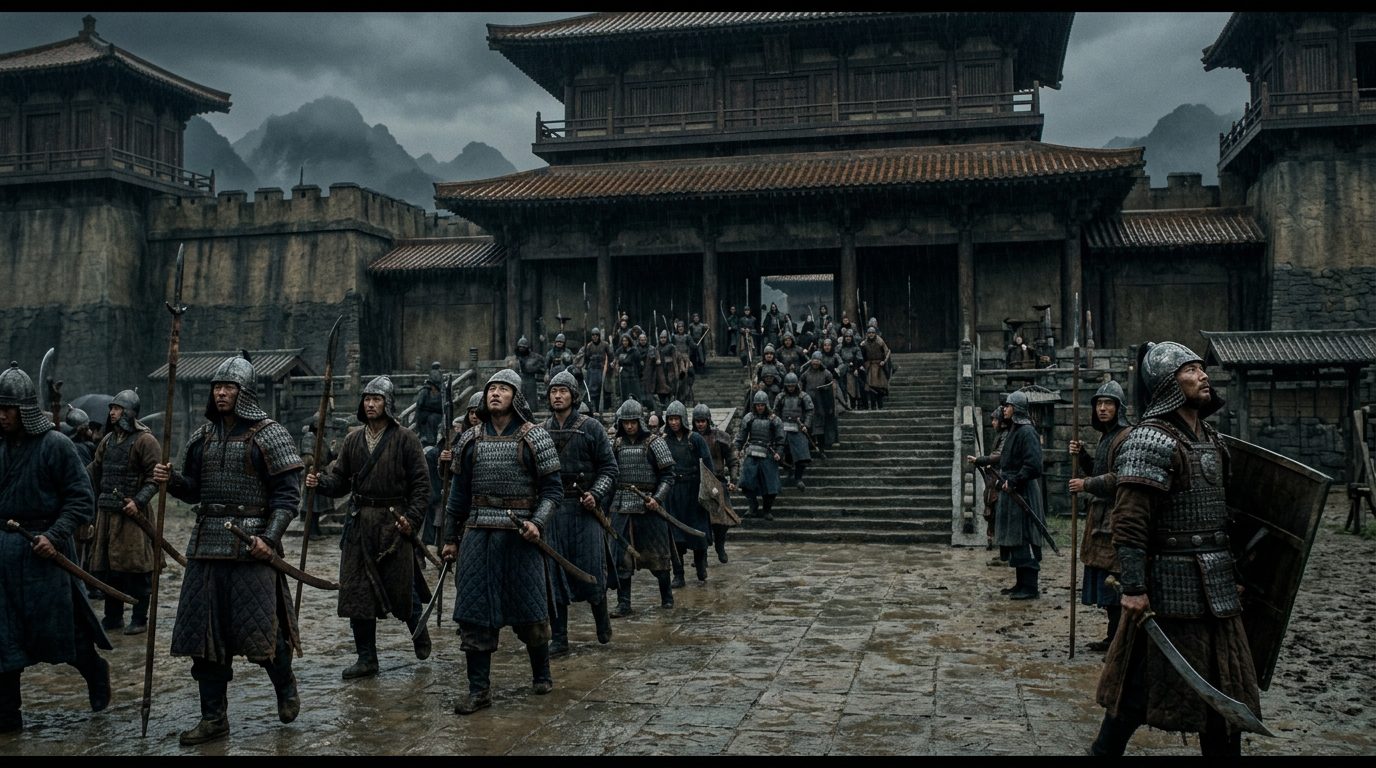 7. Enslaved Tang Soldiers Took the Emperor’s Palace - Historical illustration