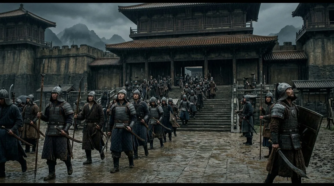 7. Enslaved Tang Soldiers Took the Emperor’s Palace - Historical illustration