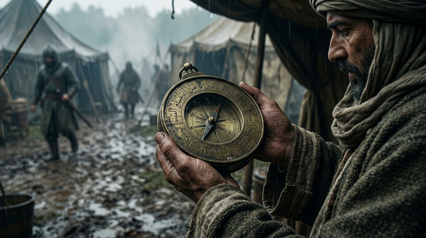 10. Arabic Qibla Compass: When Prayer Tools Became Navigation Devices - Historical illustration